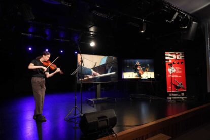 A classical concert (Smetana's piano trio in G Minor) joining three locations (Prague, Brno and Vilnius) using the newest MVTP 4K audio/video box across CESNET, Litnet and GÉANT.