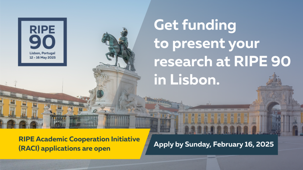 Apply for RACI funding by 16 February 2025 and get a chance to present at the RIPE 90 meeting in Lisbon