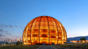 The Globe of Science and Innovation as the visitor center of CERN in Meyrin, near Geneva, Switzerland