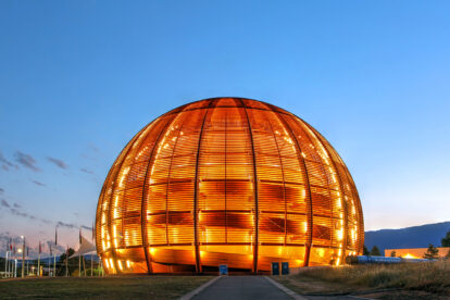 The Globe of Science and Innovation as the visitor center of CERN in Meyrin, near Geneva, Switzerland