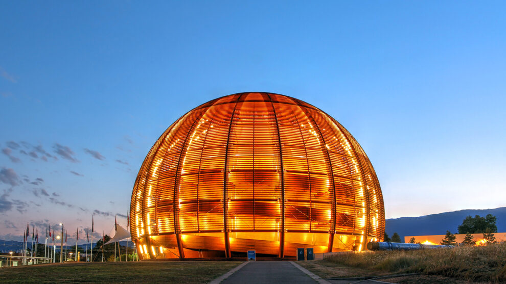 The Globe of Science and Innovation as the visitor center of CERN in Meyrin, near Geneva, Switzerland