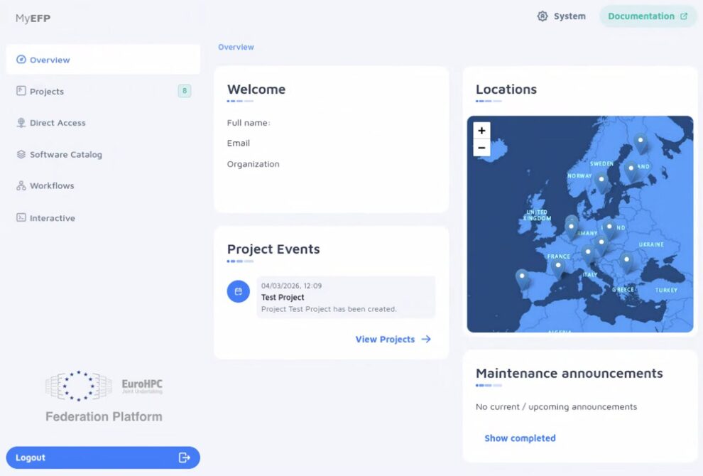 MyEFP platform - EuroHPC Federation Platform