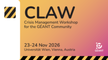 Banner for crisis management event CLAW for the GÉANT community taking place in Vienna in November 2026.
