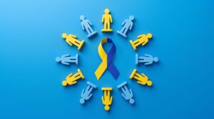 Graphic with Ukrainian colours
