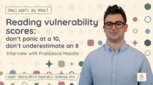 Banner about interview featuring a man with glasses