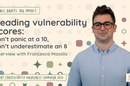 Banner about interview featuring a man with glasses
